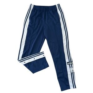 Adidas Track Pants Womens L Classic Navy Tearaway 3 Stripe Y2K Soccer Streetwear
